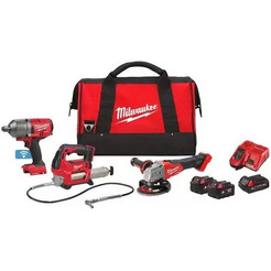 Набор электроинструментов Milwaukee 4933498576 (гайковерт, болгарка, смазочный пистолет, 3 АКБ, сумка)