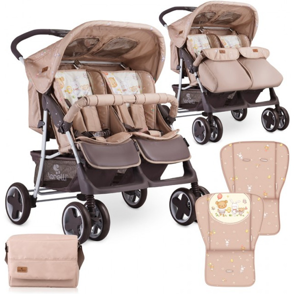 Прогулочная коляска LORELLI Twin Beige Bear Party