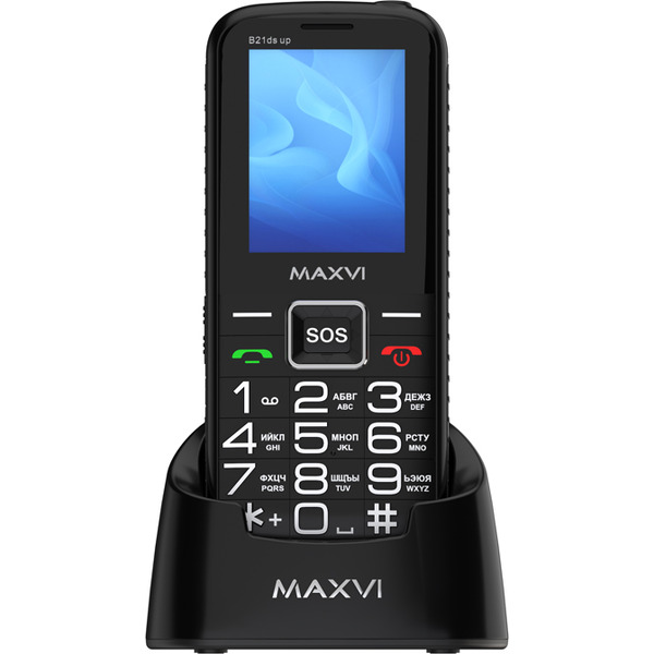 Мобильный телефон Maxvi B21ds up +ЗУ WC-112 (черный)
