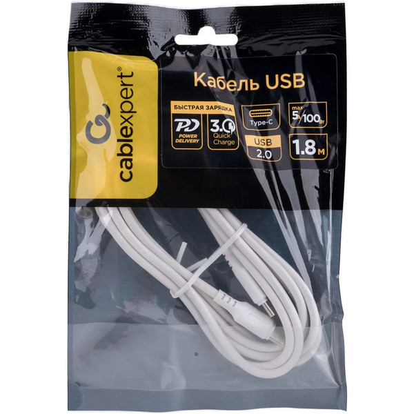 Кабель Cablexpert CC-USB2-CMCM-100-1.8M-W USB Type-C - USB Type-C (1.8 м, белый)
