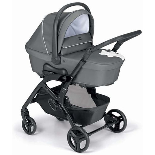 Универсальная коляска CAM Tris Fluido Easy (3 в 1, белый медвежонок, антрацит-черный)