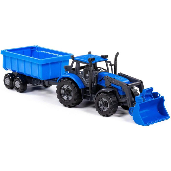 Трактор Полесье Прогресс с прицепом и ковшом 91833 (синий)