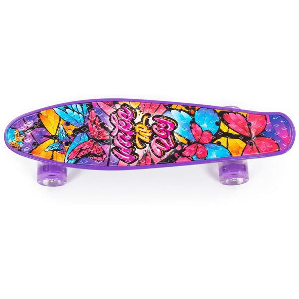 Доска роликовая Полесье 89625 (56 см) фиолетовая с наклейкой и фиолетовыми колёсами