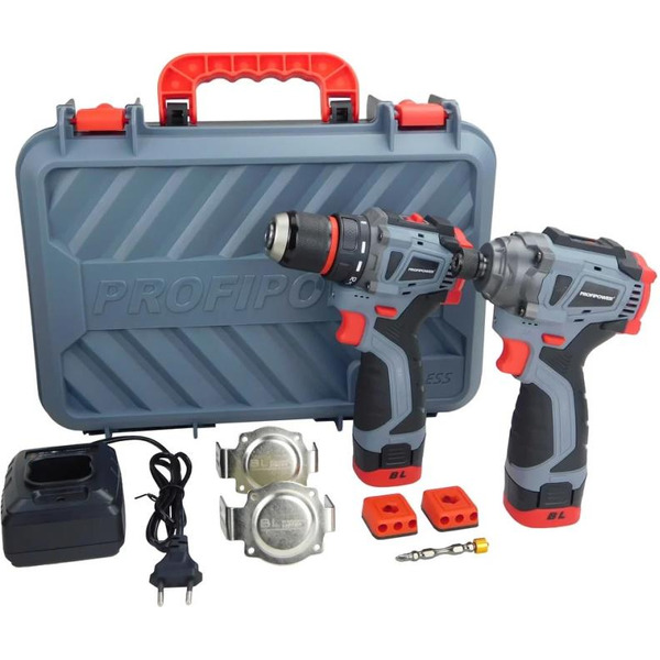 Аккумуляторный бесщеточный НАБОР 2в1 Profipower  ProfiSet 2A16 (Li-ion 2шт, 2.0Ач, З/У, в кейсе, E0210, E0211)