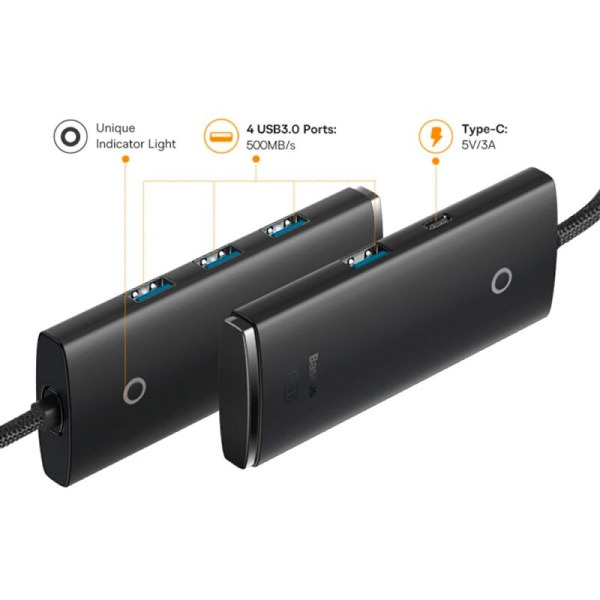 USB-хаб Baseus WKQX030401 (черный)
