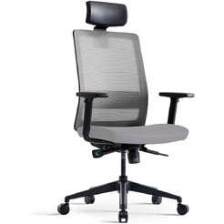 Кресло BESTUHL S30 (черная рама, спинка-сетка черный, сиденье-ткань серый)