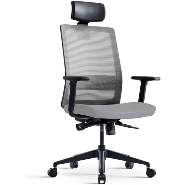 Кресло BESTUHL S30 (черная рама, спинка-сетка черный, сиденье-ткань серый)