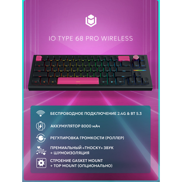 Клавиатура IO by Red Square Type 68 Pro g3ms Aquamarine io272 (черный)