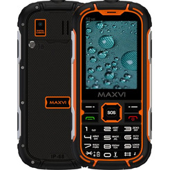 Мобильный телефон Maxvi R2 up + ЗУ WC-112 (черный/оранжевый)