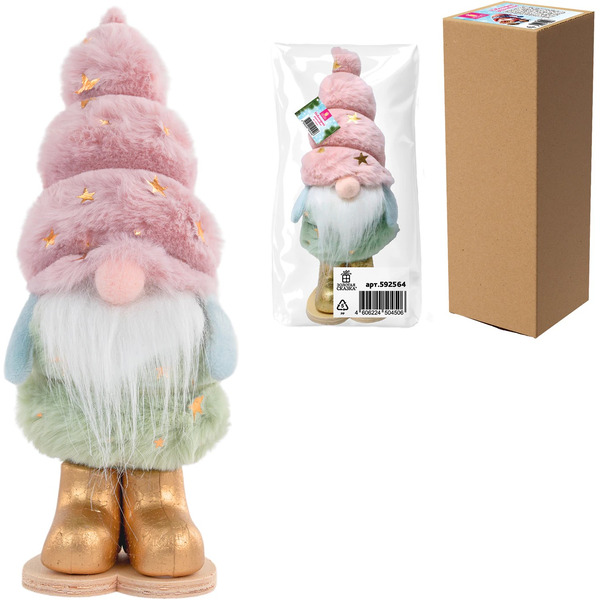 Украшение новогоднее интерьерное ЗОЛОТАЯ СКАЗКА Пушистый гномик 592564