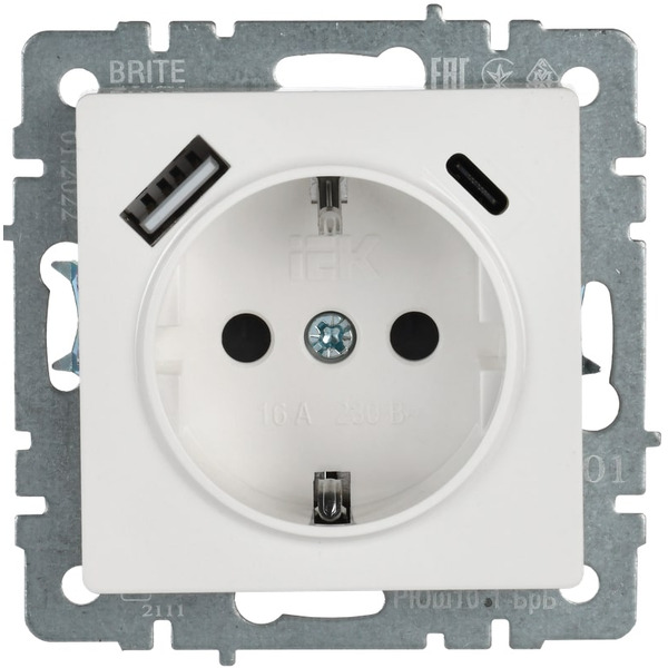 Розетка IEK Brite BR-R14-16-U22-018-K01