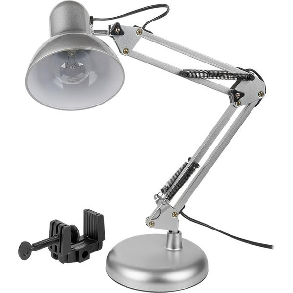 Светильник настольный GENERAL GTL-039 серебристый на основании + струбцина