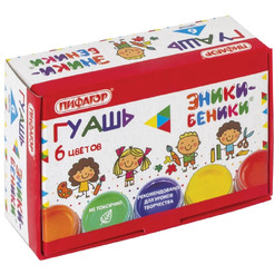 Гуашь 6 цв. ПИФАГОР 191329