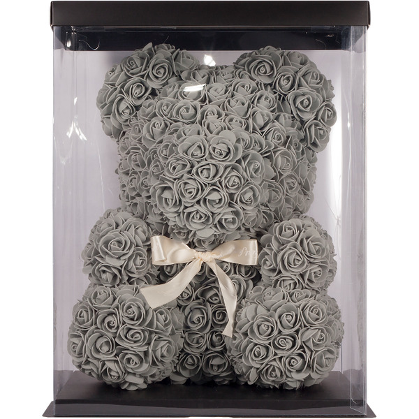 Мишка из роз TEDDY ROSE BEAR серый (8016)