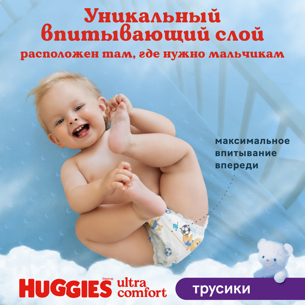 Детские одноразовые трусики-подгузники Huggies ULTRA COMFORT Box 6 Boy (15-25кг) 88шт.