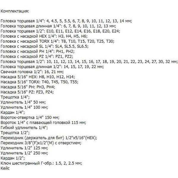 Набор торцевых головок и бит ТРЕК TR19108 (108 предметов)
