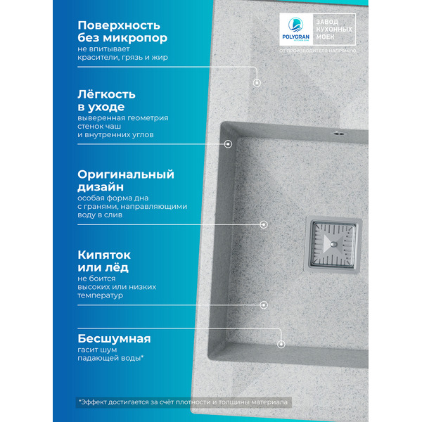 Кухонная мойка Polygran Blade 780 (светло-серый)