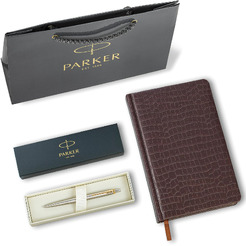 Ручка PARKER Jotter Core Stainless Steel GT (ежедневник А5 коричневый, пакет) 880890