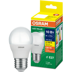 Светодиодная лампа OSRAM LVCLP75 10SW/830 230V E27 10X1