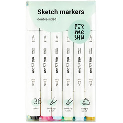 Набор двусторонних маркеров для скетчинга MESHU MS_38265 (36 цветов)
