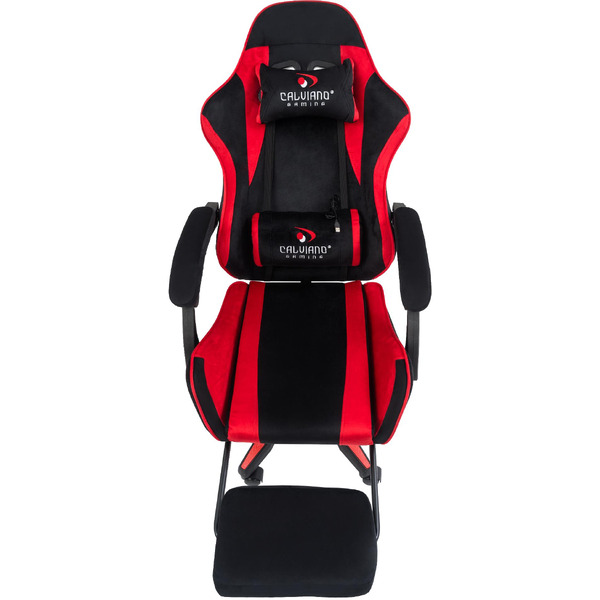 Вибромассажное кресло Calviano 1584 (велюр, черный/красный)