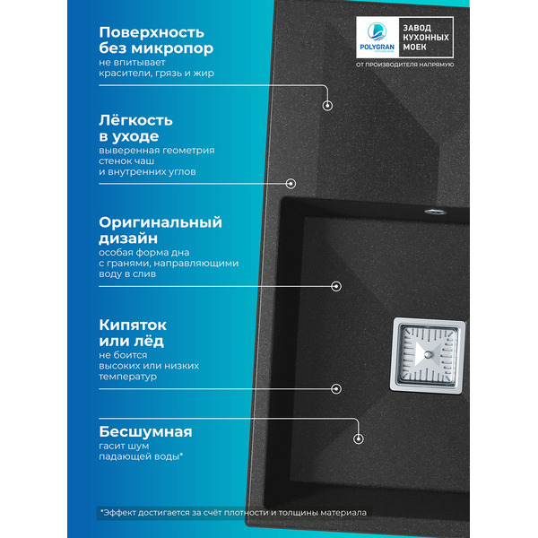 Мойка кухонная Polygran Blade 760 (черный)