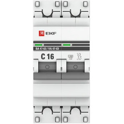 Выключатель автоматический EKF PROxima ВА 47-63 2P 16А (C) 4.5kA