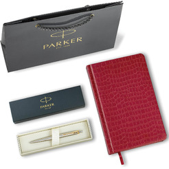 Ручка PARKER Jotter Core Stainless Steel GT (ежедневник А5 красный, пакет) 880888