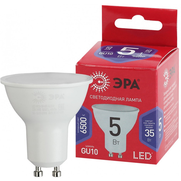 Лампочка ЭРА RED LINE LED MR16-5W-865-GU10 R