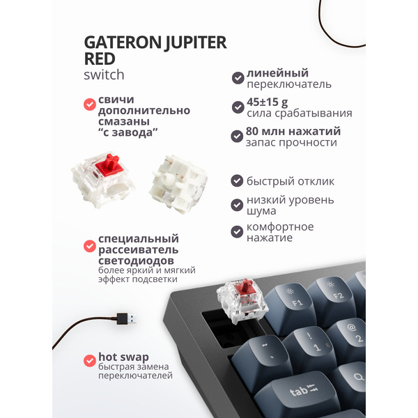 Клавиатура Keychron V1 Max RGB V1M-D1-RU (Red Switch)