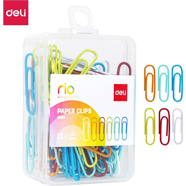Скрепки DELI цветные (100 шт) 0024