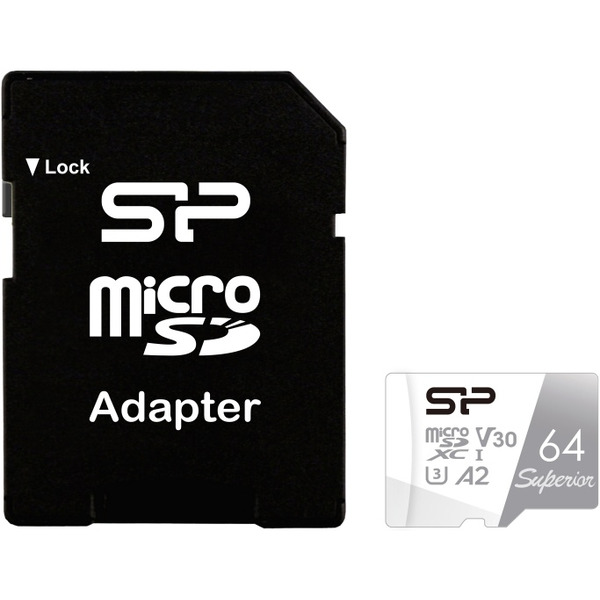 Карта памяти Silicon-Power Superior microSDXC SP064GBSTXDA2V20SP 64GB (с адаптером)