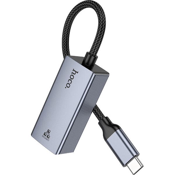 Адаптер Hoco UA37 USB Type-C - RJ45 (0.12 м, металлик)