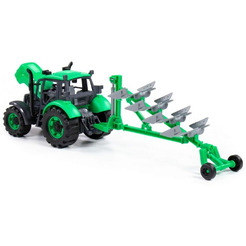 Трактор Полесье Прогресс с плугом 91307 (зеленый)