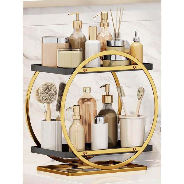 Органайзер для косметики настольный Happy Home HH-032B (черный/золотой)