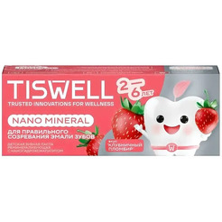 Зубная паста TISWELL Реминерализующая наногидроксиапатит Клубничный пломбир от 2-6 лет для детей, 60 г