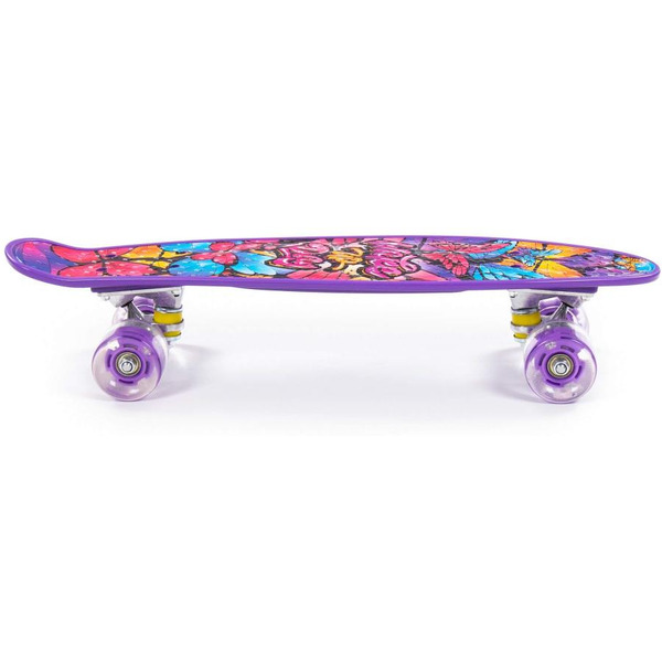 Доска роликовая Полесье 89625 (56 см) фиолетовая с наклейкой и фиолетовыми колёсами