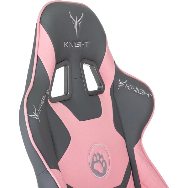 Кресло игровое Бюрократ Knight Catzy (экокожа, серый/розовый)