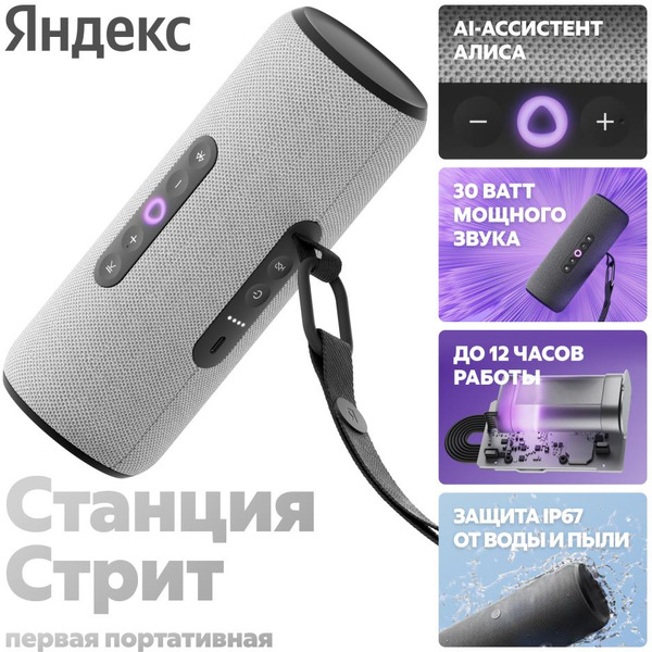 Портативная Умная колонка Яндекс.Станция Стрит YNDX-00030GRY (серый)