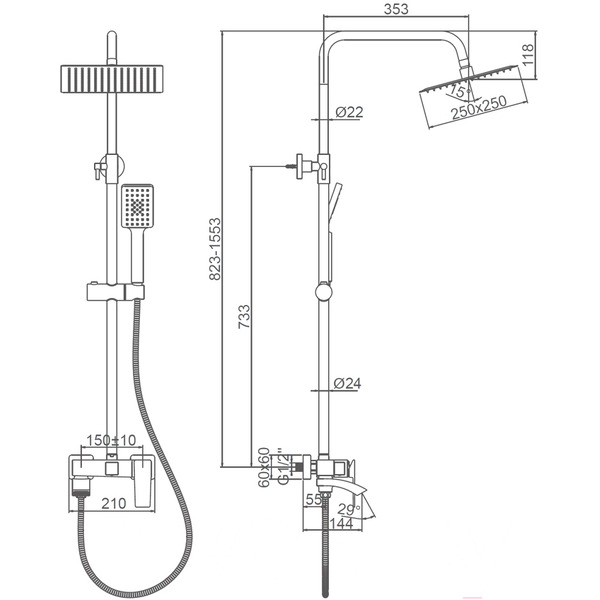 Душевая система Ledeme L2478