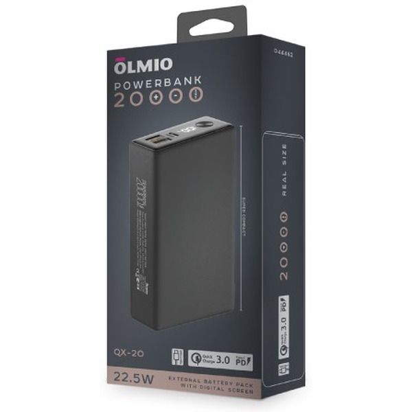 Внешний аккумулятор Olmio QX-20 20000mAh (графит)