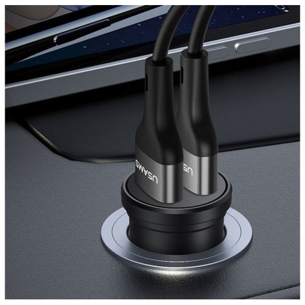 Автомобильное зарядное USAMS US-CC114 C20 2.4A Dual USB CC114TC01 (черный)