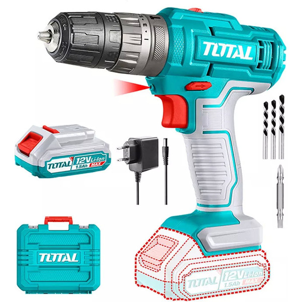 Дрель-шуруповерт Total TIDLI1228 (с 1-м АКБ, кейс)