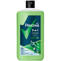 Гель для душа и  умывания + шампунь REXONA Men 3 в 1 Дикий лайм 750 мл