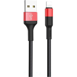 Кабель Hoco X26 USB Type-A - Lightning (1 м, черный/красный)