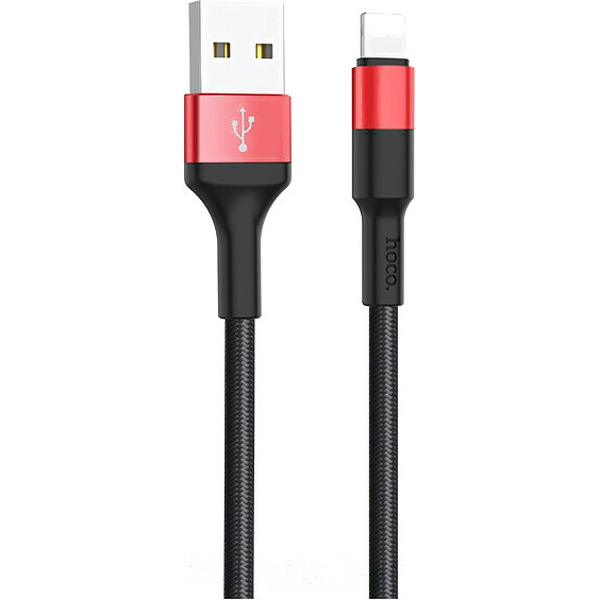 Кабель Hoco X26 USB Type-A - Lightning (1 м, черный/красный)