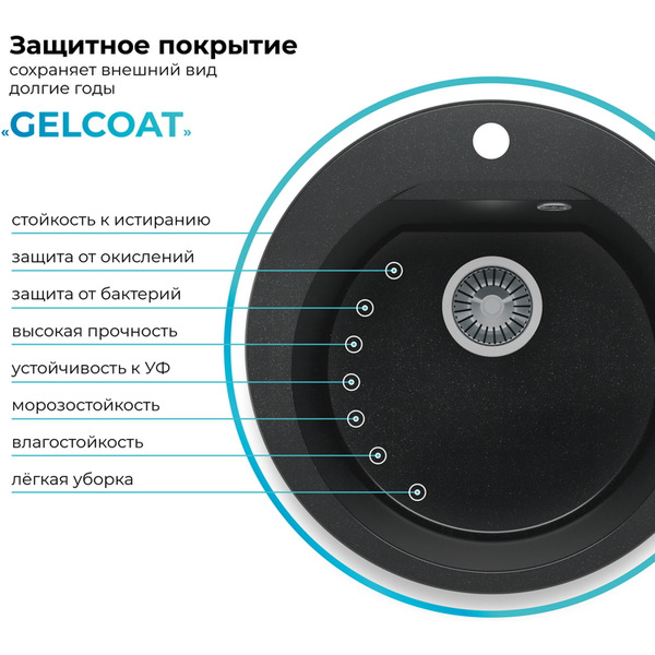 Кухонная мойка Polygran Atol 520 (космос)