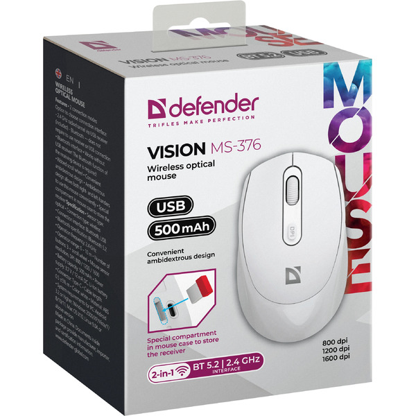 Мышь Defender Vision MS-376 (белый)
