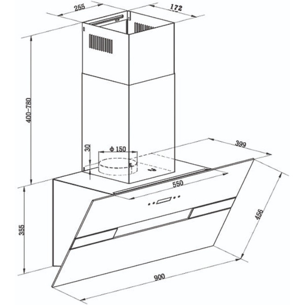 Вытяжка MAUNFELD MERSEY 90 (нержавеющая сталь\черное стекло)