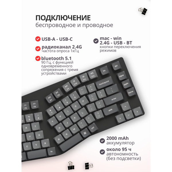Клавиатура Keychron K15 Max RGB K15M-B1 (Gateron Low Profile Red 2.0)